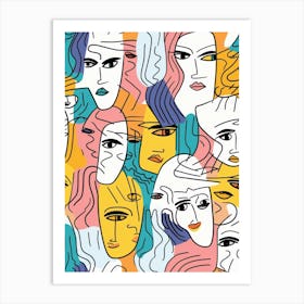 Colourful Abstract Face Illustration 1 Art Print