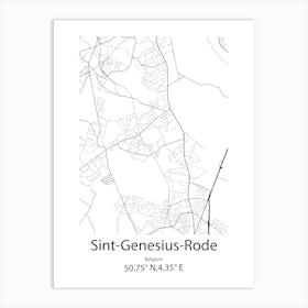 Sint Genesius Rode,Belgium Minimalist Map Art Print