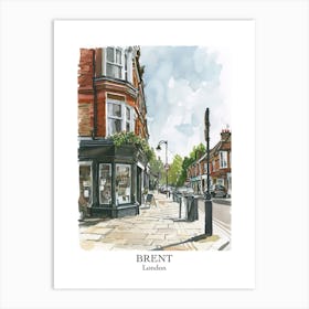 Brent London Borough   Street Watercolour 3 Poster Art Print