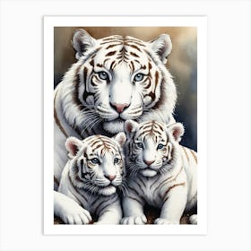 White Tiger Family Art Print