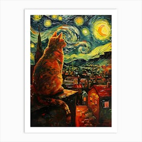 Starry Night Cat 6 Art Print