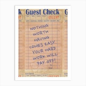 Guest Check 13 Art Print