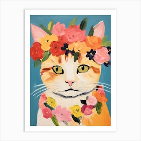 Munchkin Cat With A Flower Crown Painting Matisse Style 1 Art Print