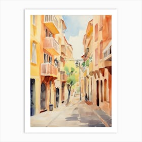 Cagliari, Italy Watercolour Streets 4 Art Print