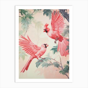 Vintage Japanese Inspired Bird Print Cardinal 1 Art Print