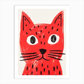 Red Polka Dot Cat 4 Art Print