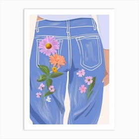 Blooms In Denim Art Print