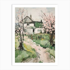 Small Cottage Countryside Farmhouse Painting With Trees 3 Art Print