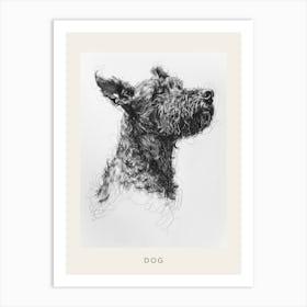 Furry Short Haired Dog Line Sketch 2 Poster Art Print