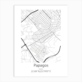 Papagos,Greece Minimalist Map Art Print