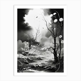 Nature Abstract Black And White 4 Art Print