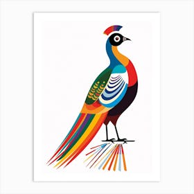 Colourful Geometric Bird Pheasant 6 Art Print