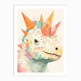 Colourful Dinosaur Pachyrhinosaurus 2 Art Print