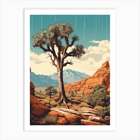  Retro Illustration Of A Joshua Tree In Rocky Mountain 2 Art Print