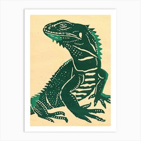 Cuban Iguana Bold Block 1 Art Print