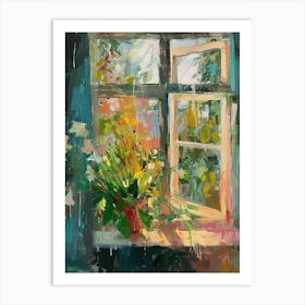 Calla Lily Flowers On A Cottage Window 2 Art Print