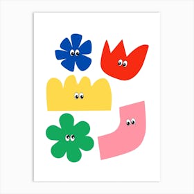 Friendly Shapes Colourful Art Print