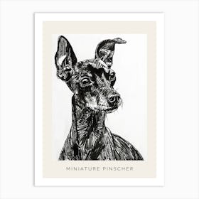 Miniature Pinscher Dog Line Sketch 1 Poster Art Print