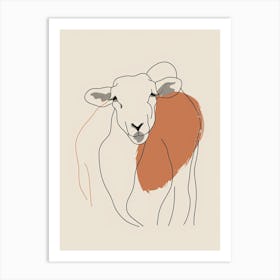 Sheep - Boho, Line Art 2 Art Print