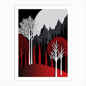 Red Forest minimal art Art Print