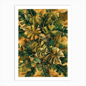 Banana Leaves On Wood Art Print