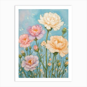 Carnations In Pastel Colours Art Print