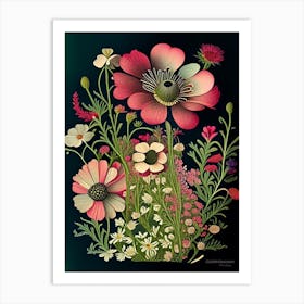 Cosmos 2 Floral Botanical Vintage Poster Flower Art Print