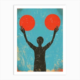 Two People Holding Up Red Balls Art Print