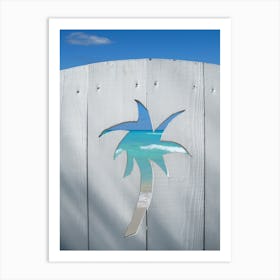 Palm Tree On A White Fence Art Print