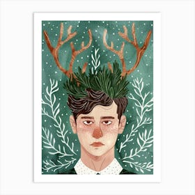 Christmas Deer 2 Art Print