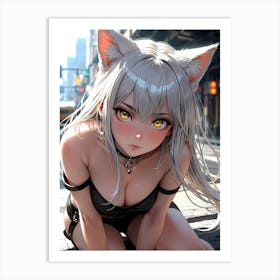 Anime Girl With Cat Ears 11 Art Print