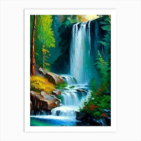 Waterfalls In Forest Water Landscapes Waterscape Impressionism 2 Art Print
