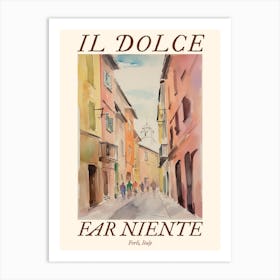 Il Dolce Far Niente Forli, Italy Watercolour Streets 2 Poster Art Print