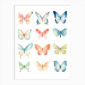 Watercolor Butterflies 12 Art Print