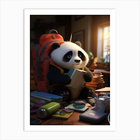 Cute Panda's Study Time Print Art Print