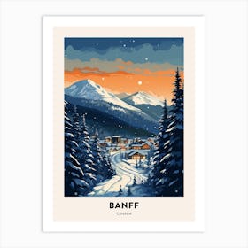Winter Night  Travel Poster Banff Canada 2 Art Print
