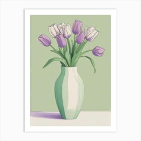 Green Tulips Vase Art (3) Art Print