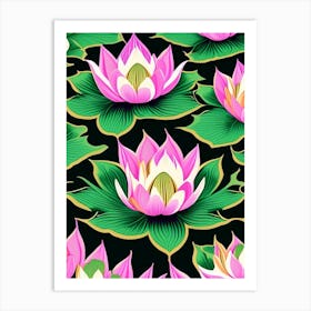 Lotus Flower Repeat Pattern Fauvism Matisse 5 Art Print