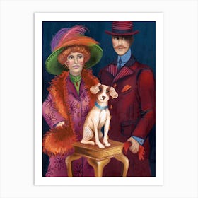 Vintage familyportrait with dog Art Print