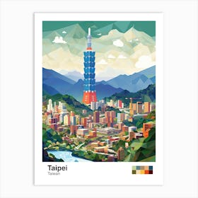Taipei,Taiwan, Geometric Illustration 4 Poster Art Print