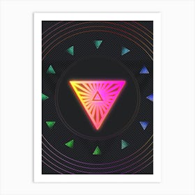 Neon Geometric Glyph in Pink and Yellow Circle Array on Black n.0175 Art Print