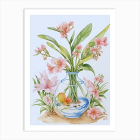 Pink Flowers In A Vase 1 Art Print