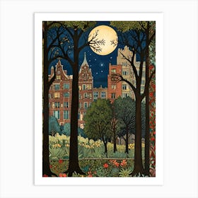 William Morris Moonlight In The Park 3 Art Print