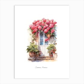 Cannes, France   Mediterranean Doors Watercolour Painting 3 Poster Art Print