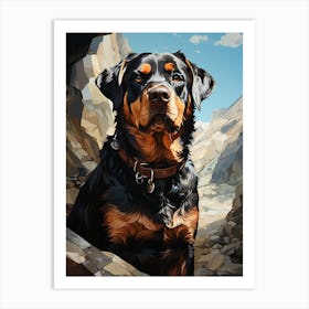 Rottweiler On A Mountain View 1 Art Print