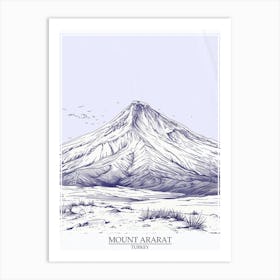 Mount Ararat Turkey Color Line Drawing 4 Poster Art Print