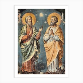 Saints John And St John. Saints In An Old Painting Art Print