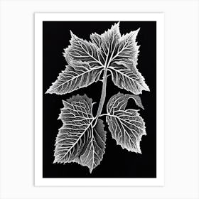 Blackcurrant Leaf Linocut Art Print