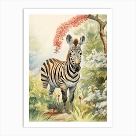 Storybook Animal Watercolour Zebra 2 Art Print