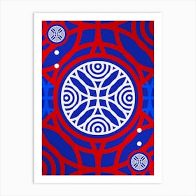 Geometric Abstract Glyph in White on Red and Blue Array n.0009 Art Print